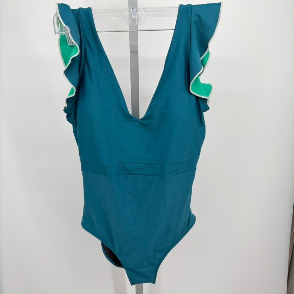 Summersalt Long Torso Ruffle Backflip One Piece Swimsuit 10LT Seaglass Seaweed - Picture 7 of 13